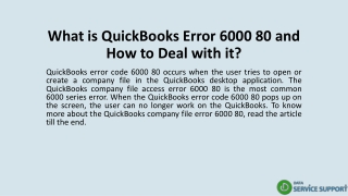 What is QuickBooks Error 6000 80 and How to Deal with it?