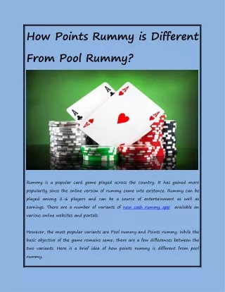 how points rummy is different from pool rummy