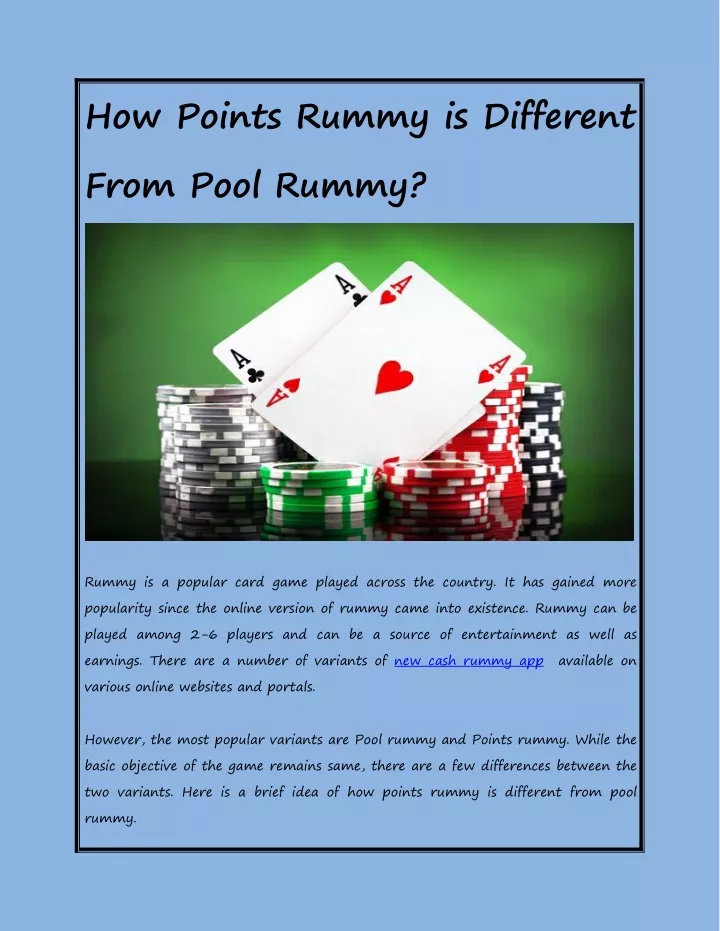 how points rummy is different from pool rummy