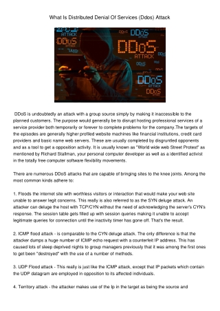 what is distributed denial of services ddos attack