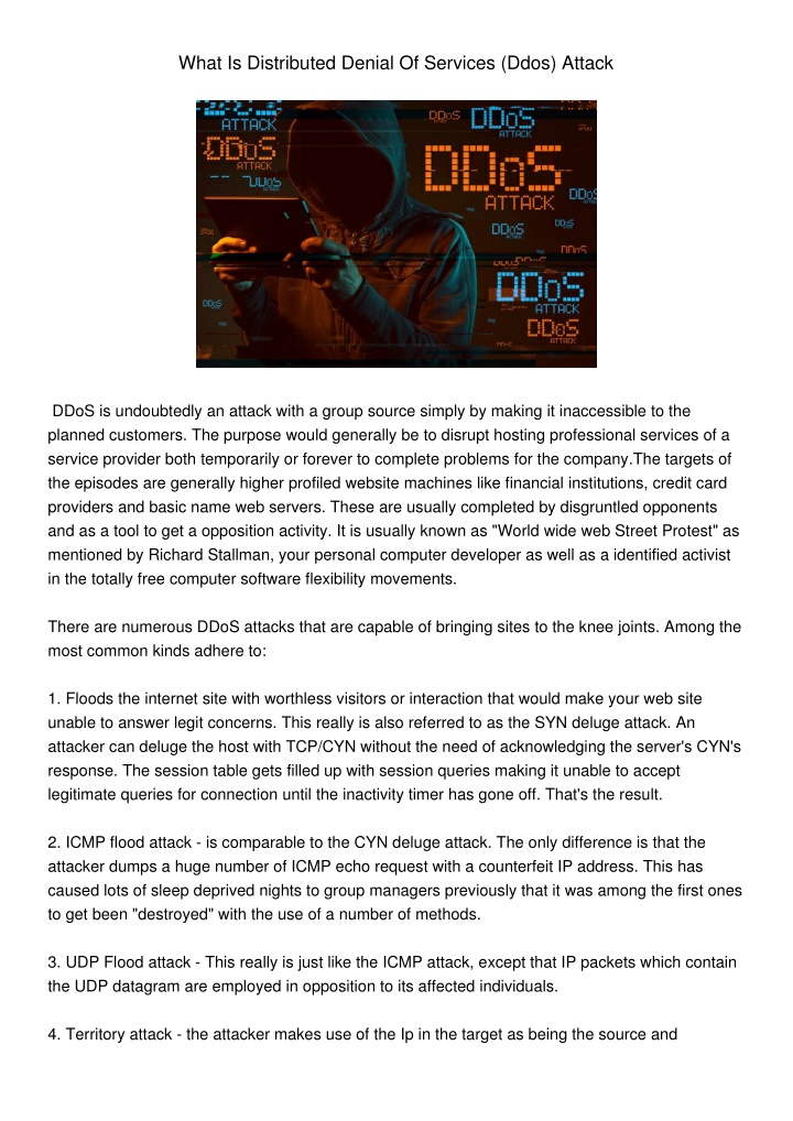 what is distributed denial of services ddos attack
