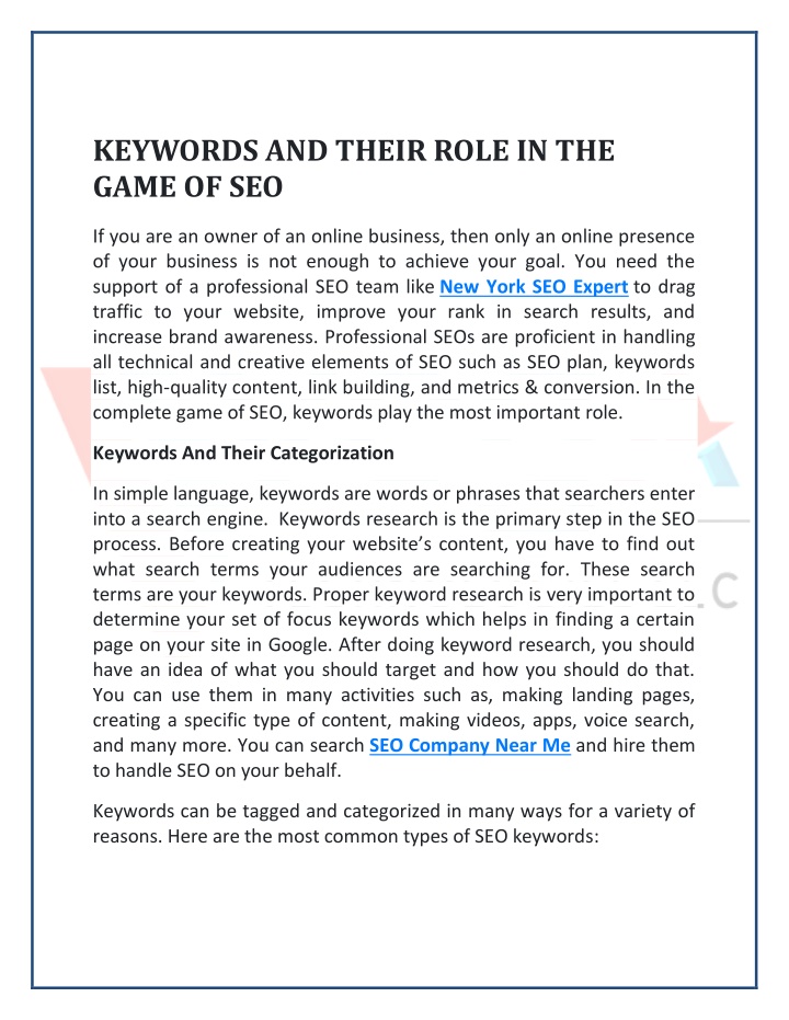 keywords and their role in the game of seo