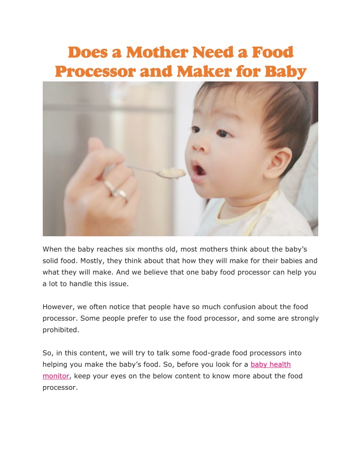 does a mother need a food processor and maker