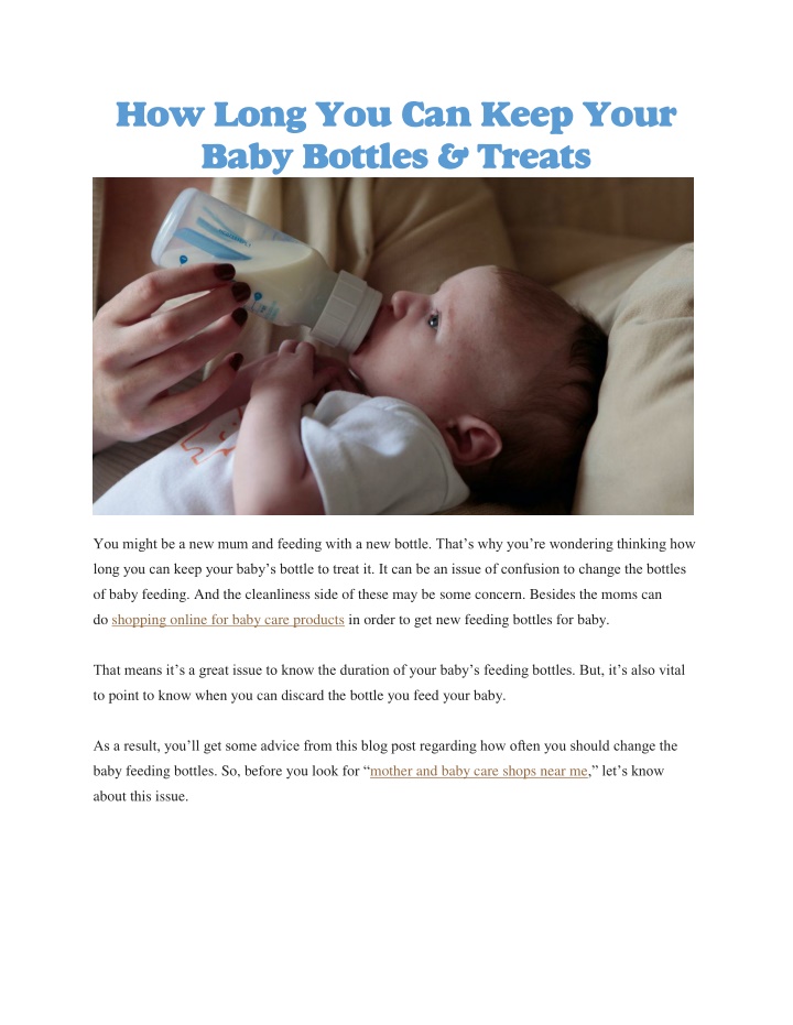 how long you can keep your baby bottles treats