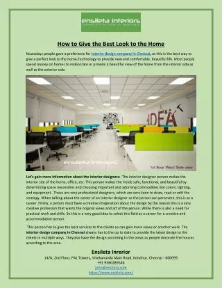 How to Give the Best Look to the Home