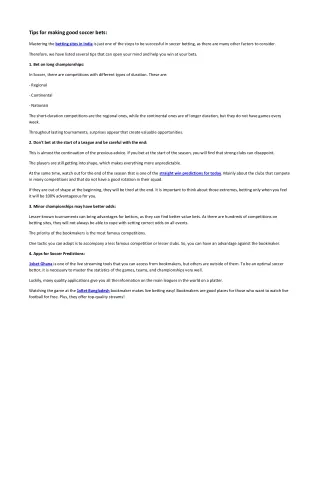 tips for making good soccer bets