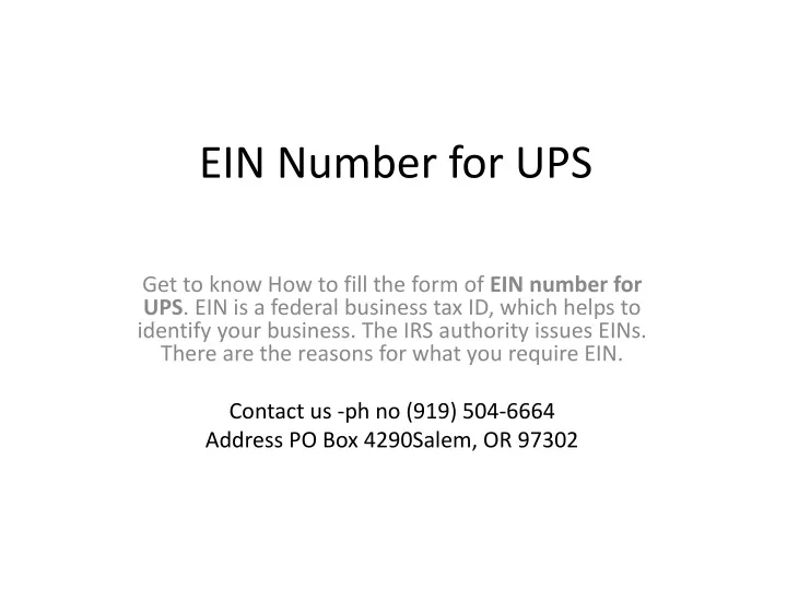 ein number for ups