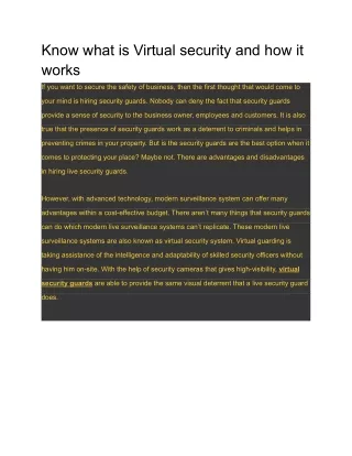 know what is virtual security and how it works