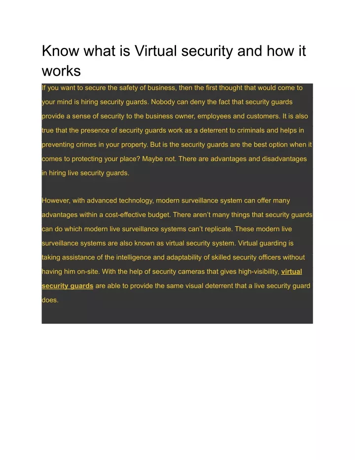 know what is virtual security and how it works