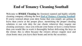 Improtance of End of Tenancy Cleaning Southall