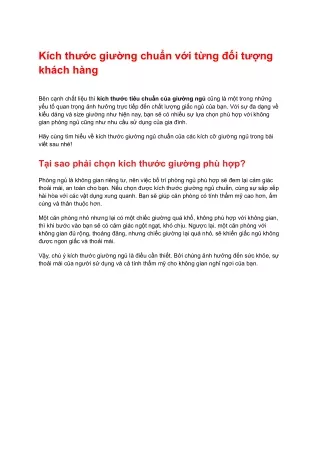 Kich thuoc giuong chuan voi tung doi tuong khach hang