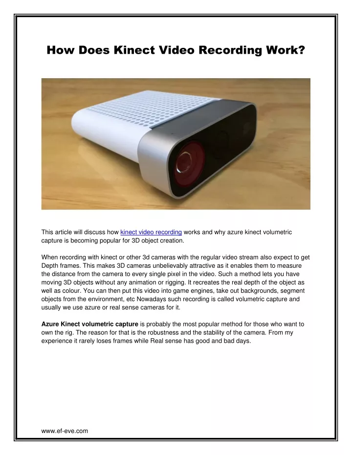 how does kinect video recording work