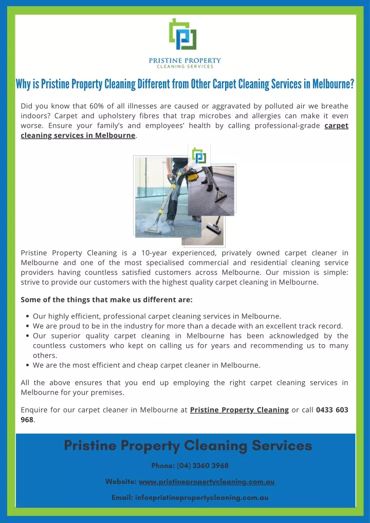 why is pristine property cleaning different from