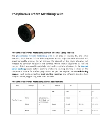 phosphorous bronze metalizing wire