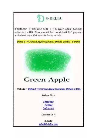Delta 8 THC Green Apple Gummies Online in USA  8 Delta