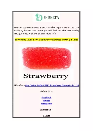 Buy Online Delta 8 THC Strawberry Gummies in USA  8 Delta