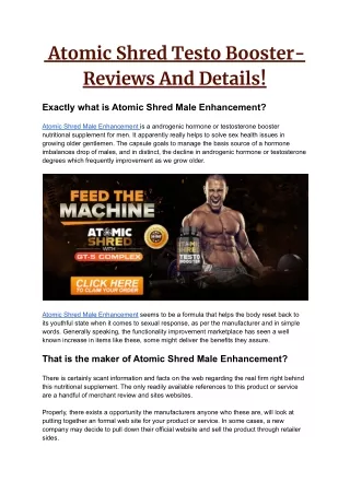 Atomic Shred Testo Booster- Reviews And Details!
