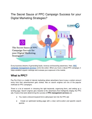 PDF The Secret Sauce of PPC Campaign Success for your Digital Marketing Strategies