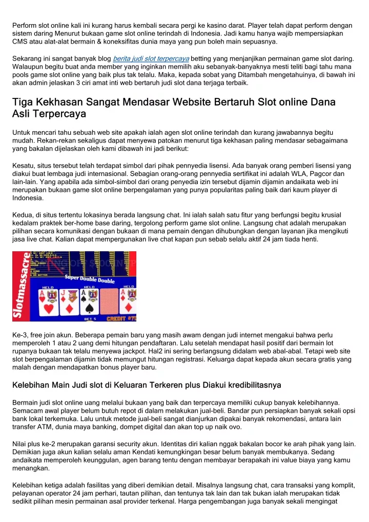 perform slot online kali ini kurang harus kembali