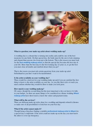 what to question your make up artist about