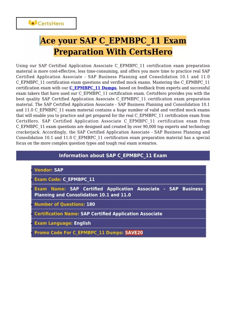 ace your sap c epmbpc 11 exam preparation with
