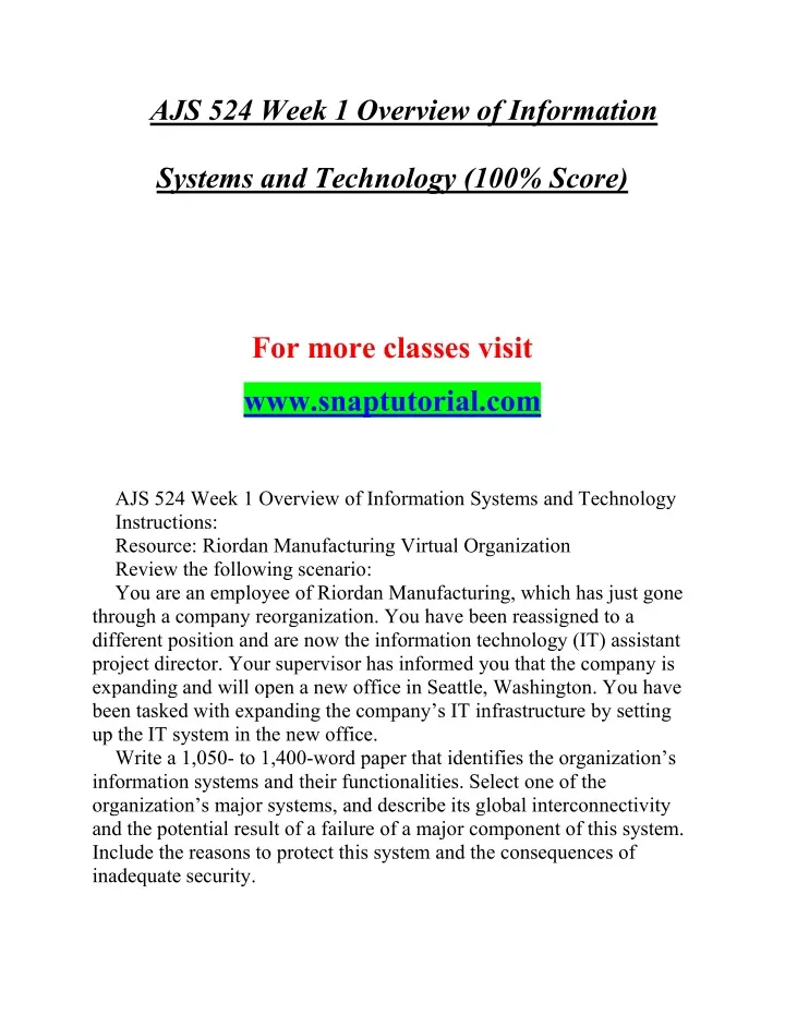 ajs 524 week 1 overview of information