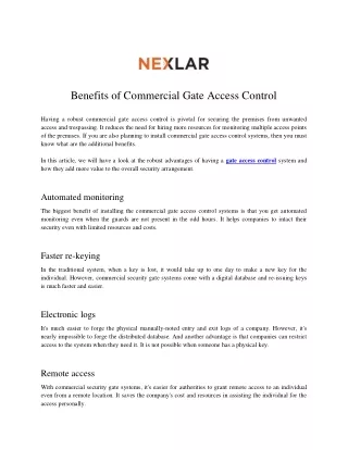 benefits of commercial gate access control