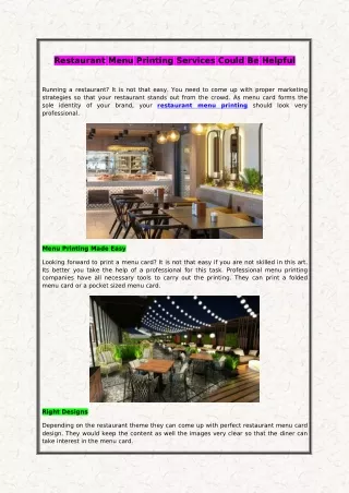 restaurant menu printing services could be helpful