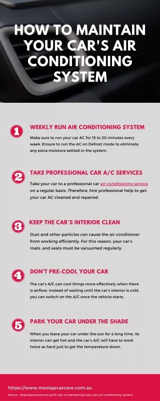 How to Maintain Your Car's Air Conditioning System - Infographics