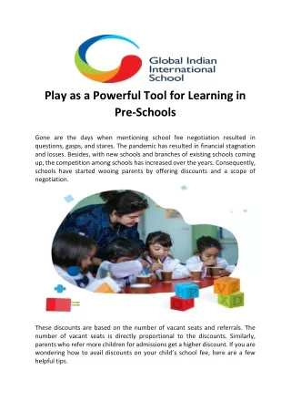 play as a powerful tool for learning