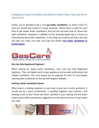 Looking For Expert Gas Boiler Installation Follow These Tips and You’re Good To Go!