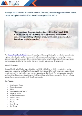 europe meat snacks market revenue drivers growth