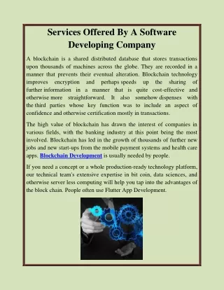 Services Offered By A Software Developing Company