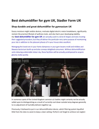 Best dehumidifier for gym UK, Stadler Form UK