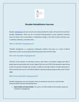 Shoulder Rehabilitation Exercises