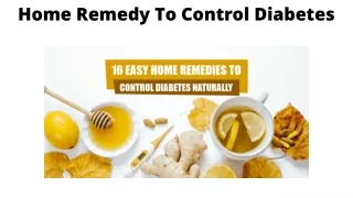 home remedy to sugar diabetes