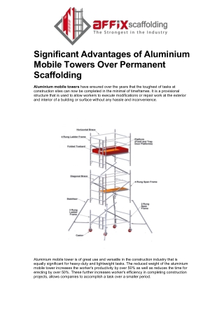 significant advantages of aluminium mobile towers