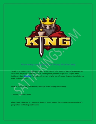 the winning creating rules for playing the satta