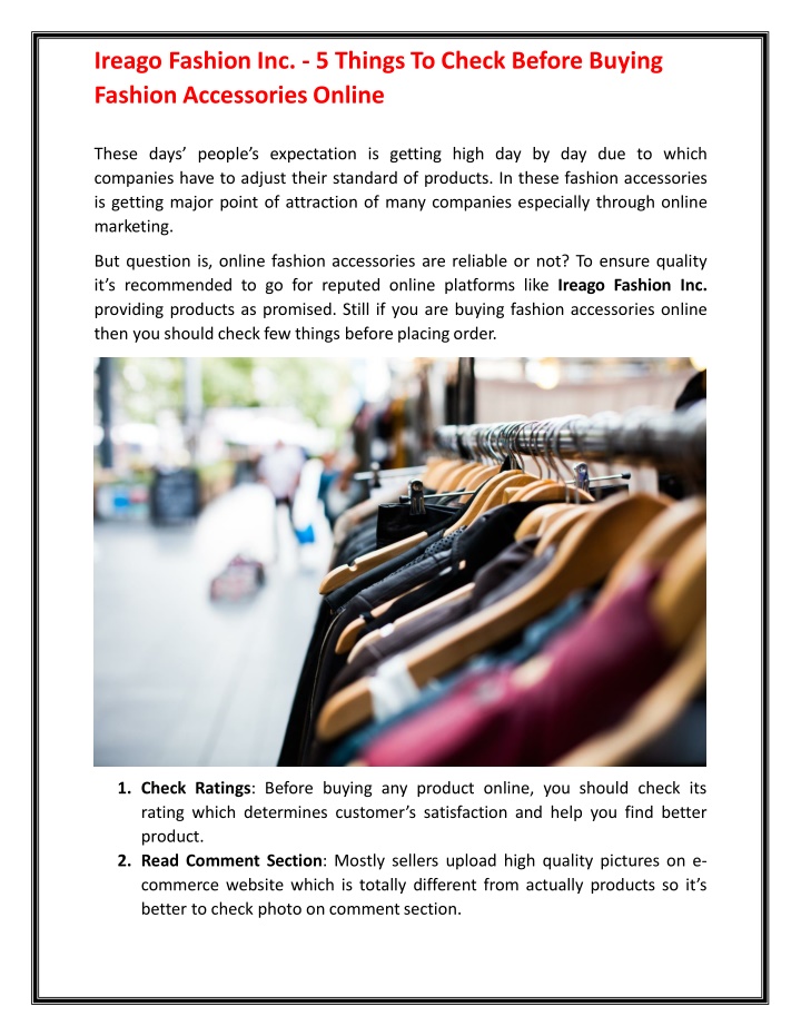 ireago fashion inc 5 things to check before