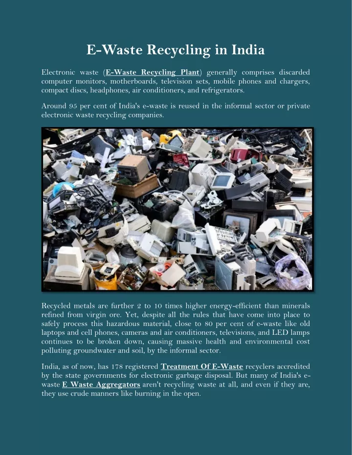 e waste recycling in india