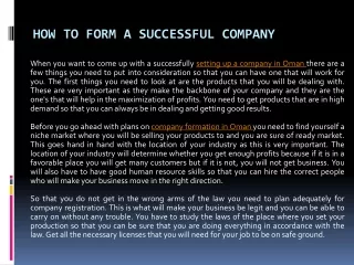 how to form a successful company