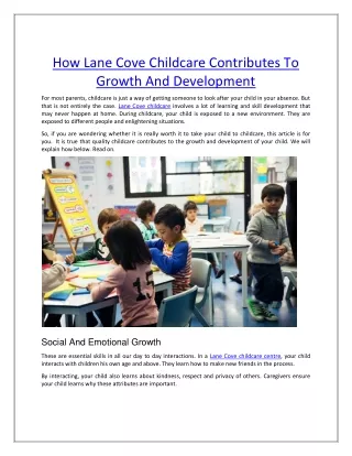 Lane Cove childcare centre