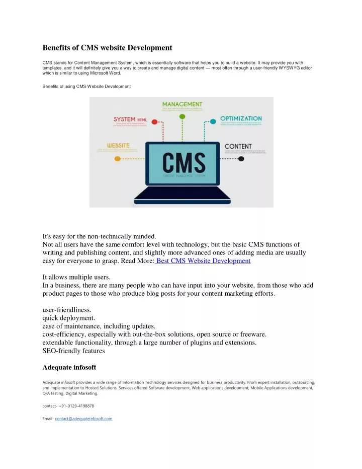 benefits of cms website development