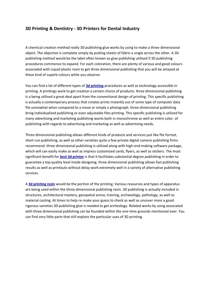 PPT - 3D Printing & Dentistry - 3D Printers for Dental Industry ...