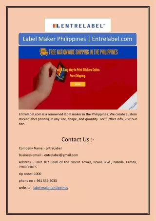 Label Maker Philippines | Entrelabel.com