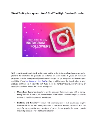 Want To Buy Instagram Likes Find The Right Service Provider