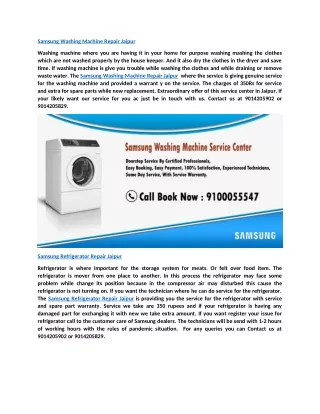 Samsung Washing Machine Repair Jaipur