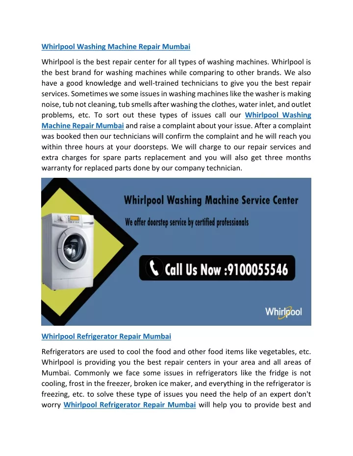 whirlpool washing machine repair mumbai