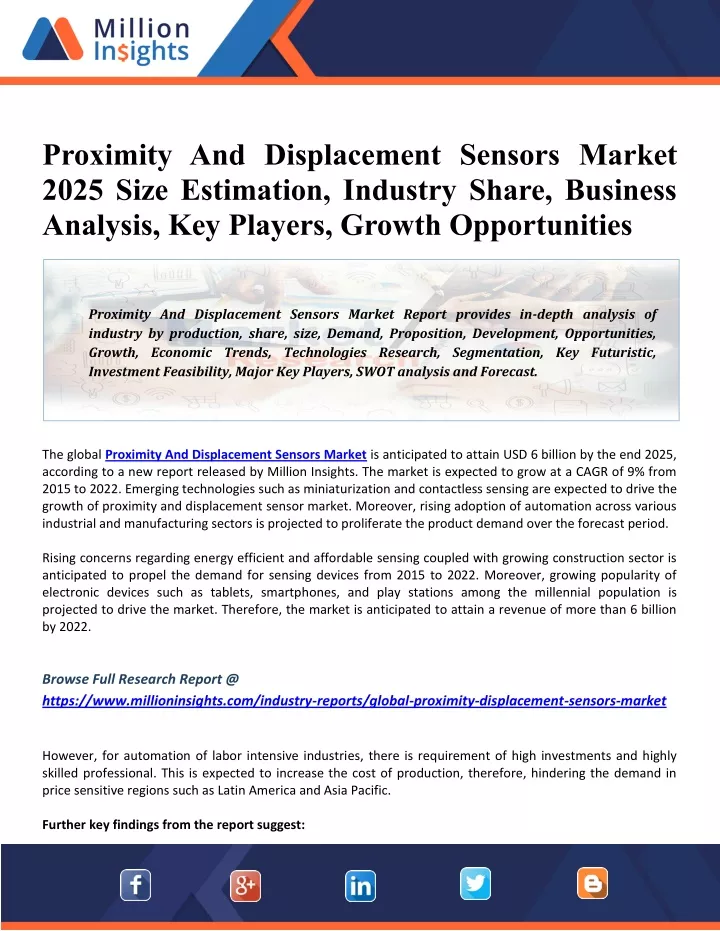 proximity and displacement sensors market 2025