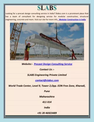 looking for a precast design consulting service